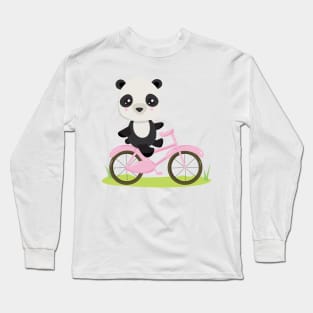 Cute Cycling Panda Long Sleeve T-Shirt